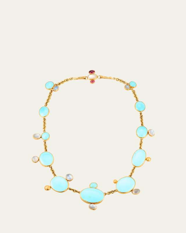 Pale Persian Turquoise and Moonstone Necklace